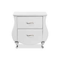 Baxton Studio BBT3116-White-NS Erin White Faux Leather Nightstand